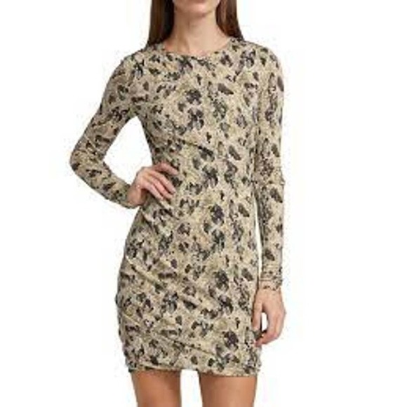 Rag & Bone Tan Snake Poppy Draped Mini Dress Long Sleeve Women's Size M NWT - Picture 1 of 11